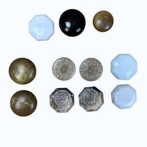 Vintage Glass Brass Ceramic Door Knobs Lot Antique Styles Restoration Decor